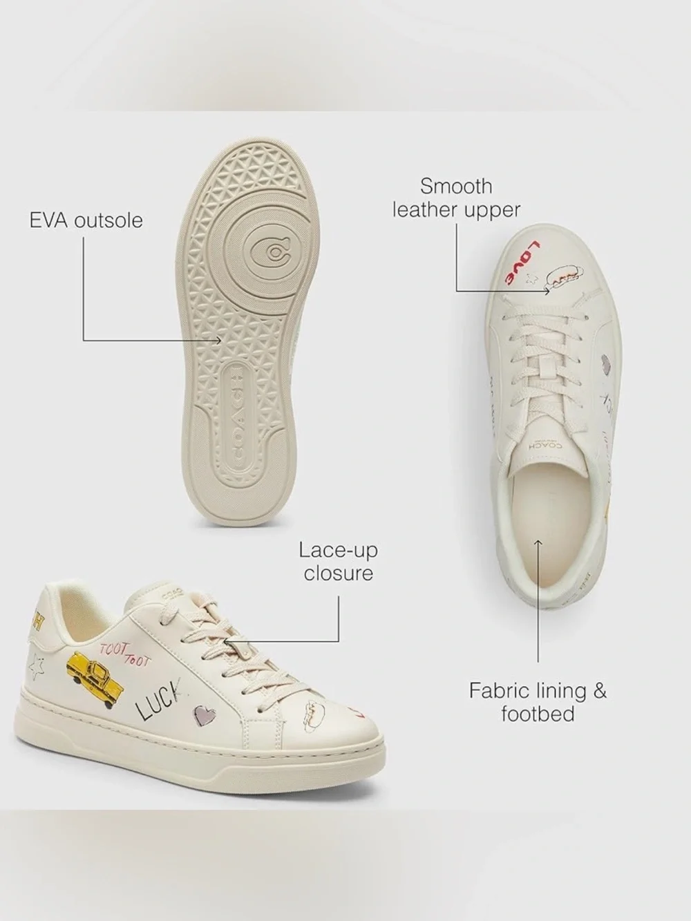 Coach cream graphic 'New York Big Apple' sneakers